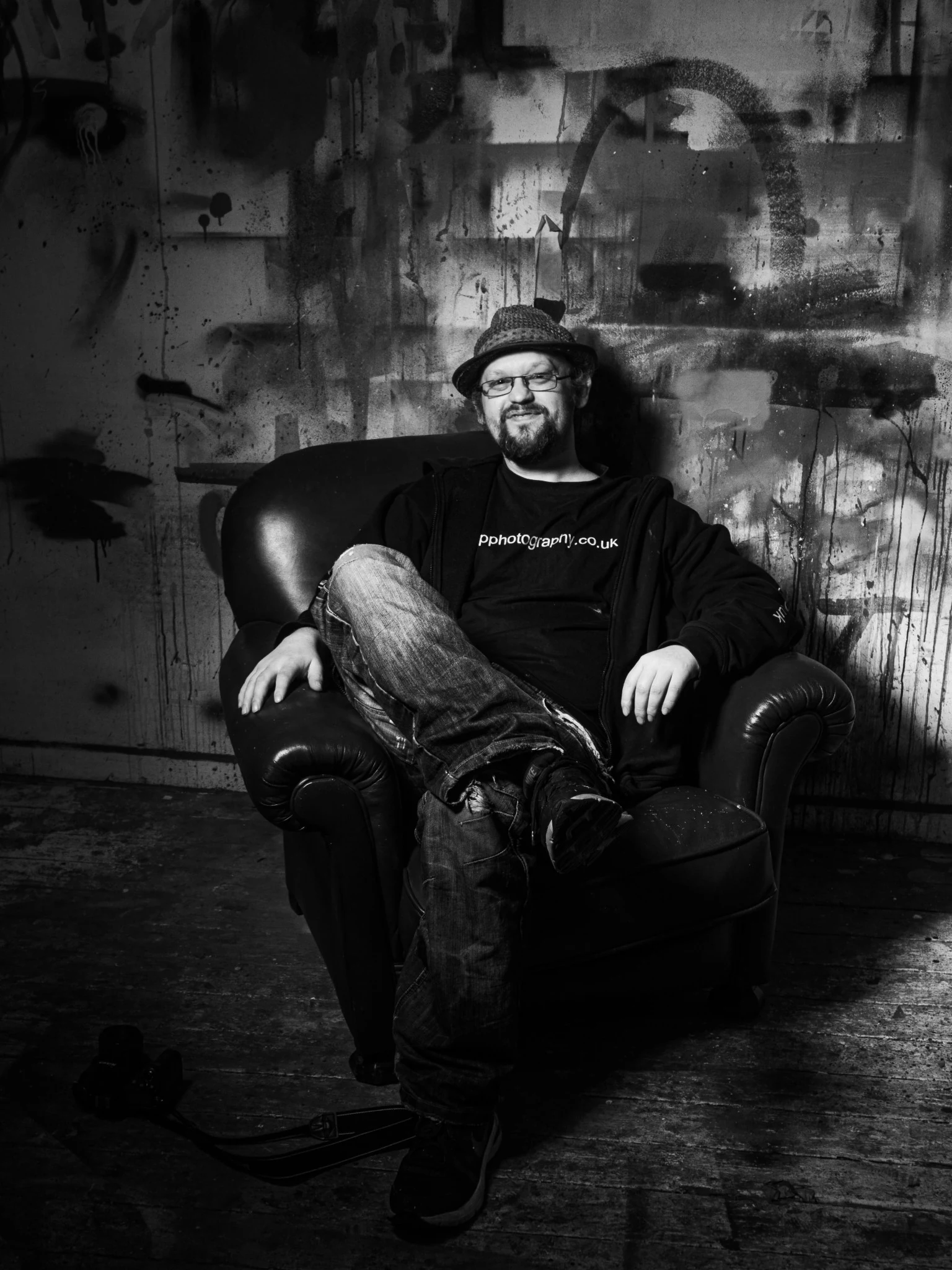Jay Clapp, Blackpool-based photographer, seated during a photography session