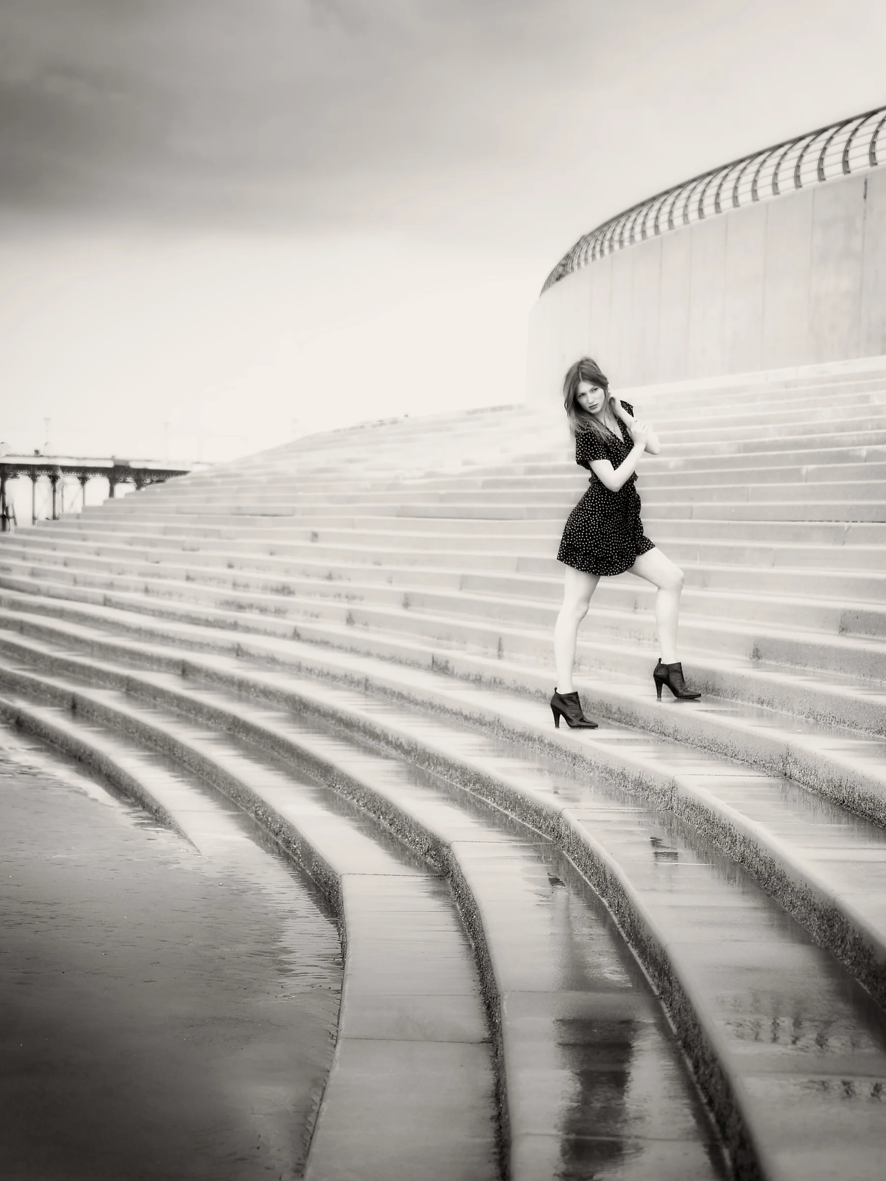 Monochrome portrait curved steps